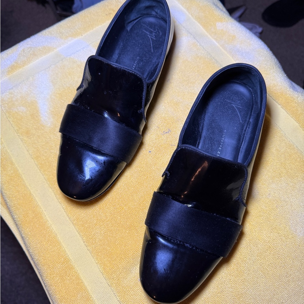 Glossy Black Loafers with Strap